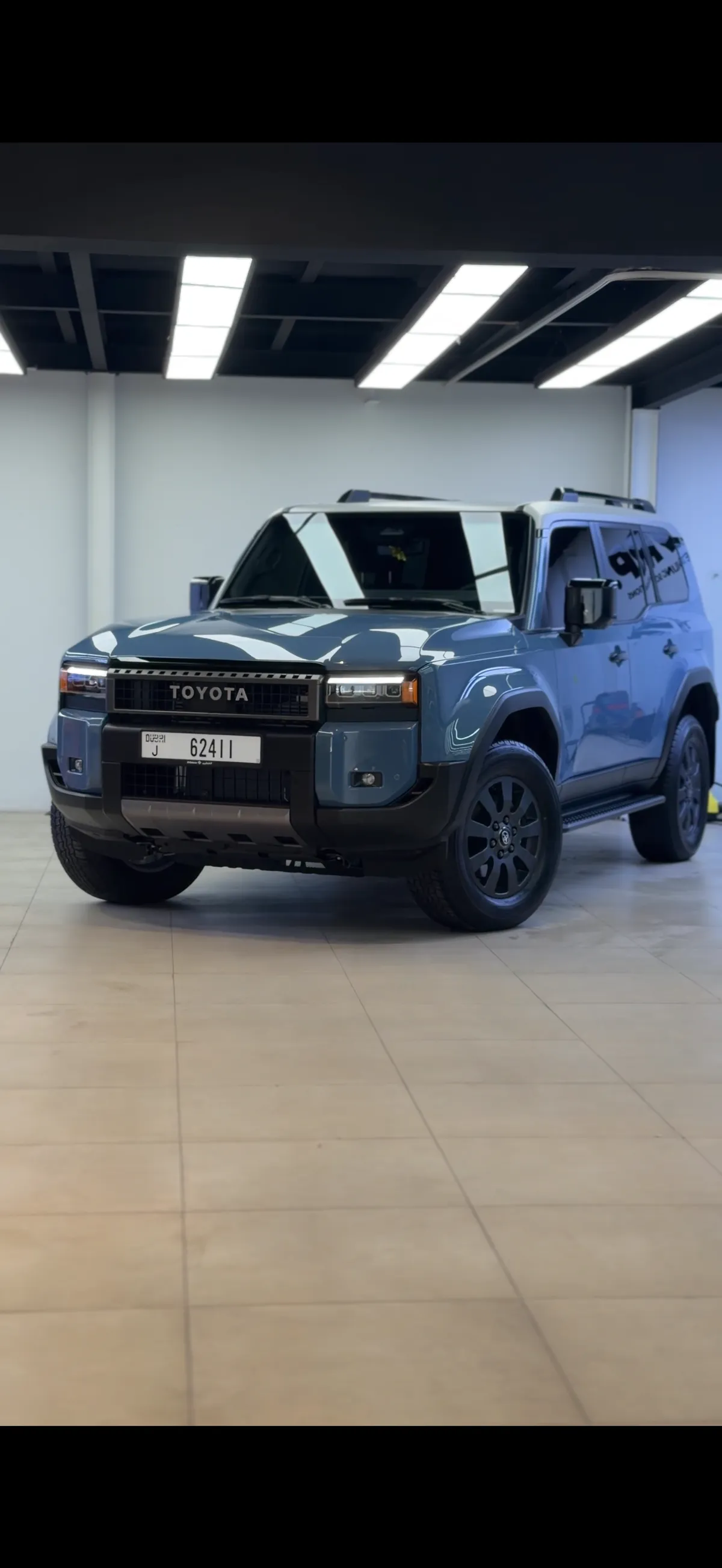 Blue Toyota Land Cruiser with window tint at WRP Detailing Studio in Dubai